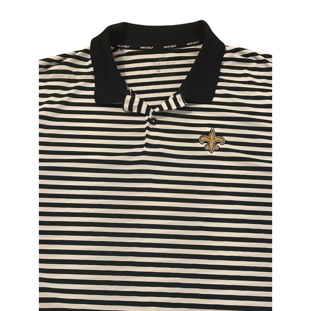 Nike Golf Dri-FIT New Orleans Saints Polo Shirt Mens XXL Black White Striped NFL